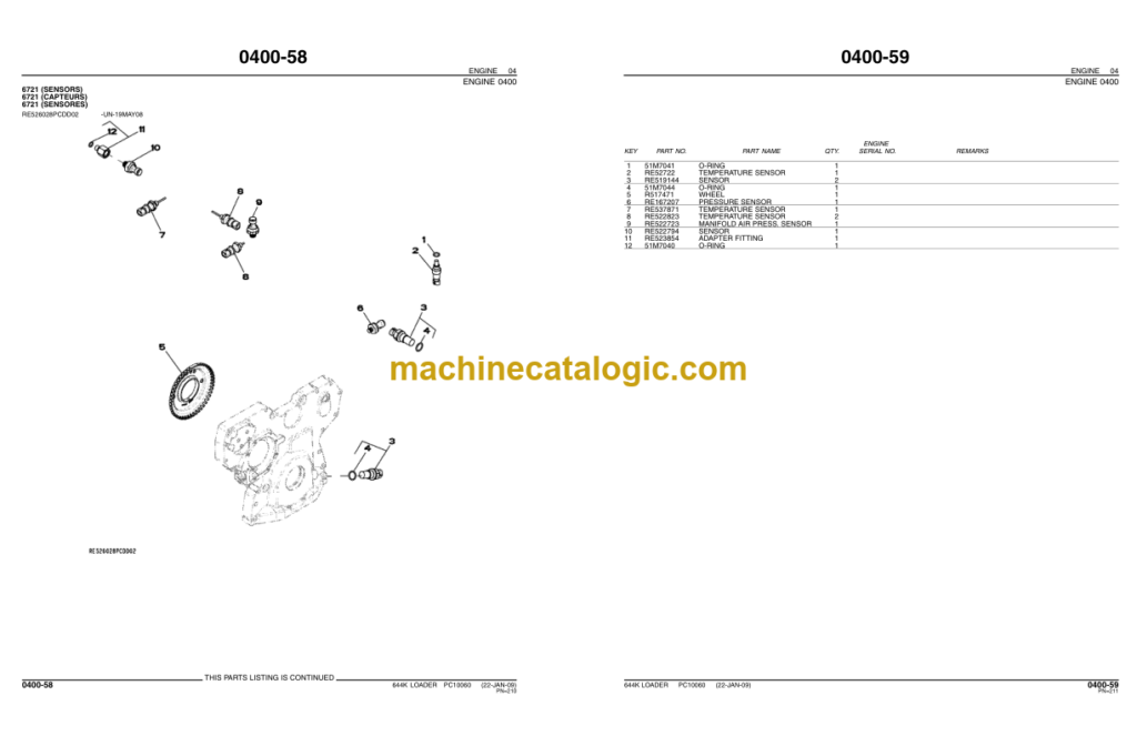 John Deere 644K Loader Parts Catalog