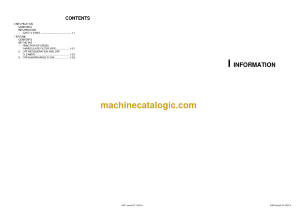 Kubota DIESEL PARTICULATE FILTER HANDLING MANUAL (FOR WHEEL LOADER) Workshop Manual