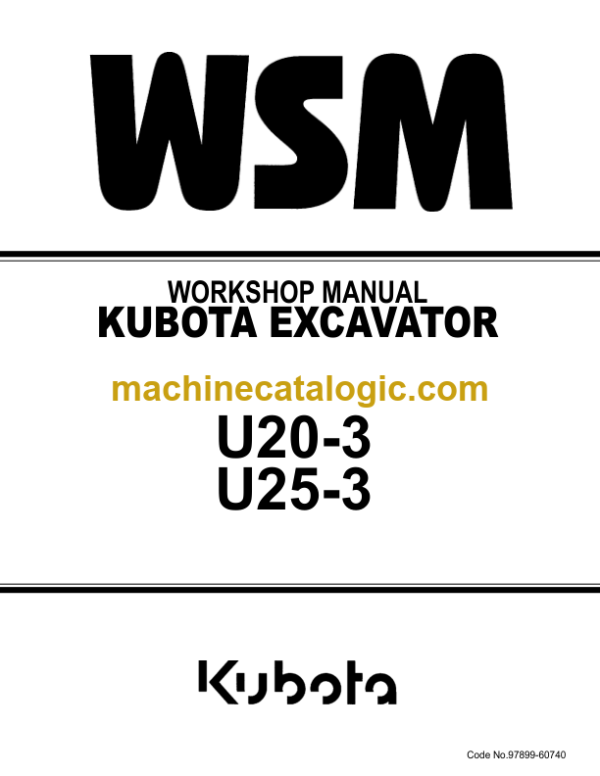 Kubota U20-3 U25-3 Excavator Workshop Manual