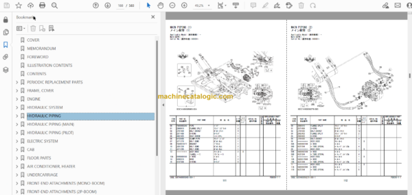 Hitachi ZX180LC-7 ZX180LCN-7 Hydraulic Excavator Parts Catalog & Equipment Components Parts Catalog