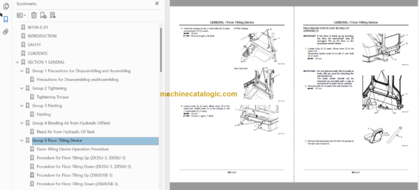 Hitachi ZX35U ZX350U ZX360USB-3 Hydraulic Angle Blade Technical and Workshop Manual