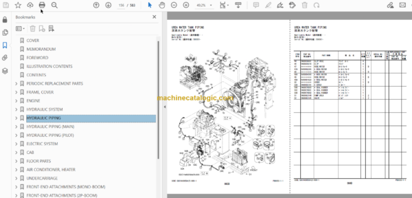 Hitachi ZX180LC-7 ZX180LCN-7 Hydraulic Excavator Parts Catalog & Equipment Components Parts Catalog