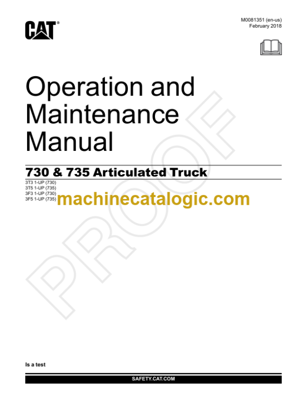 Cat 730 735 Articulated Truck Operation and Maintenance Manual