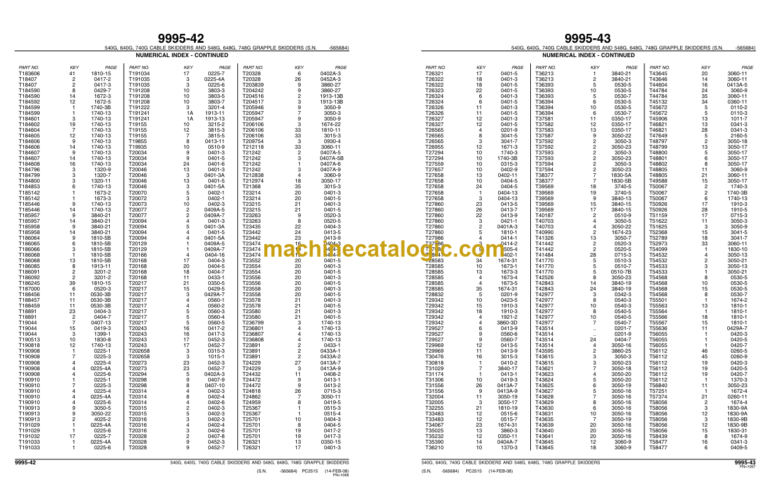John Deere 540G 640G 740G CABLE SKIDDERS AND 548G 648G 748G GRAPPLE SKIDDERS Parts Catalog