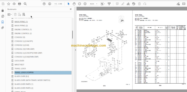 Hitachi ZX14-3 Parts Catalog & Equipment Components Parts Catalog