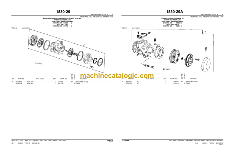 John Deere 540G 640G 740G CABLE SKIDDERS AND 548G 648G 748G GRAPPLE SKIDDERS Parts Catalog