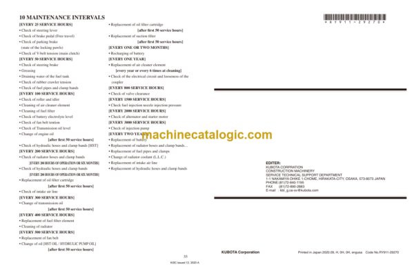 Kubota KC120 Dumper Workshop Manual