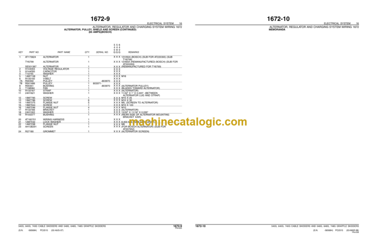 John Deere 540G 640G 740G CABLE SKIDDERS AND 548G 648G 748G GRAPPLE SKIDDERS Parts Catalog