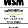 Kubota KX36-3 KX41-3S KX41-3V Excavator Workshop Manual Code No.97899-60860