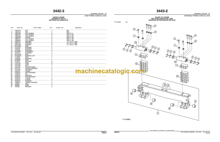 John Deere 772G 772GP MOTOR GRADER Parts Catalog