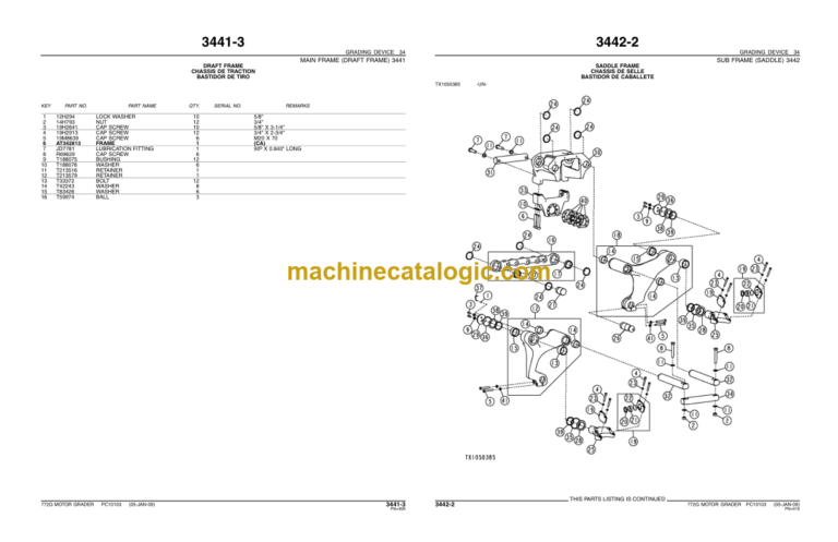 John Deere 772G 772GP MOTOR GRADER Parts Catalog