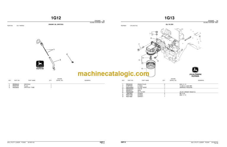John Deere 624J UTILITY LOADER Parts Catalog