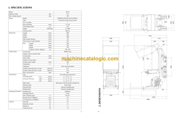 Kubota KC70 Dumper Workshop Manual