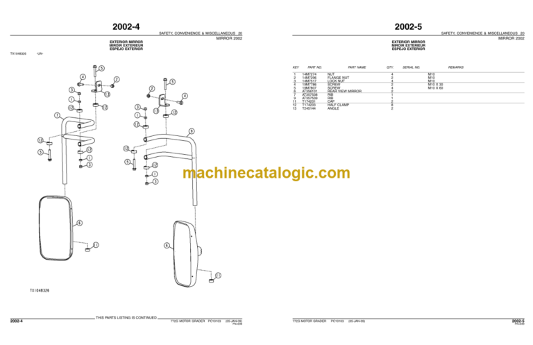 John Deere 772G 772GP MOTOR GRADER Parts Catalog