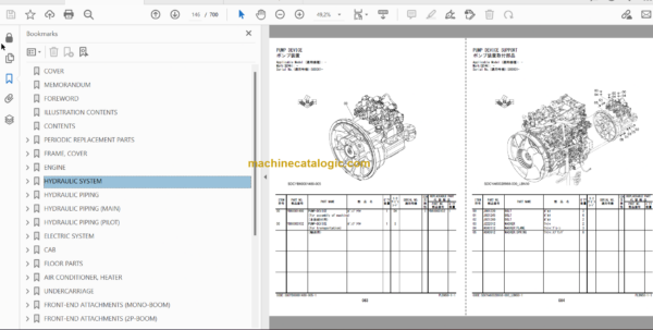 Hitachi ZX180W-7 Wheeled Excavator Parts Catalog & Engine and Equipment Components Parts Catalog