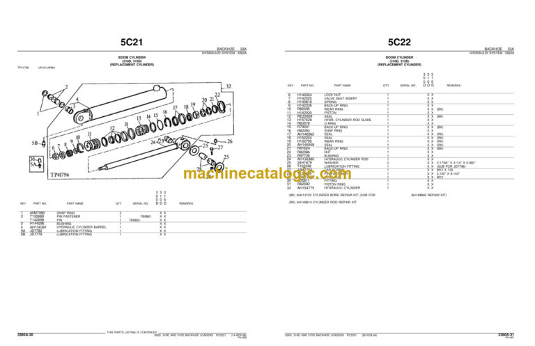 John Deere 300D 310D AND 315D BACKHOE LOADERS Parts Catalog