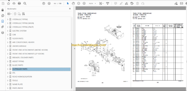 Hitachi ZX180W-7 Wheeled Excavator Parts Catalog & Engine and Equipment Components Parts Catalog