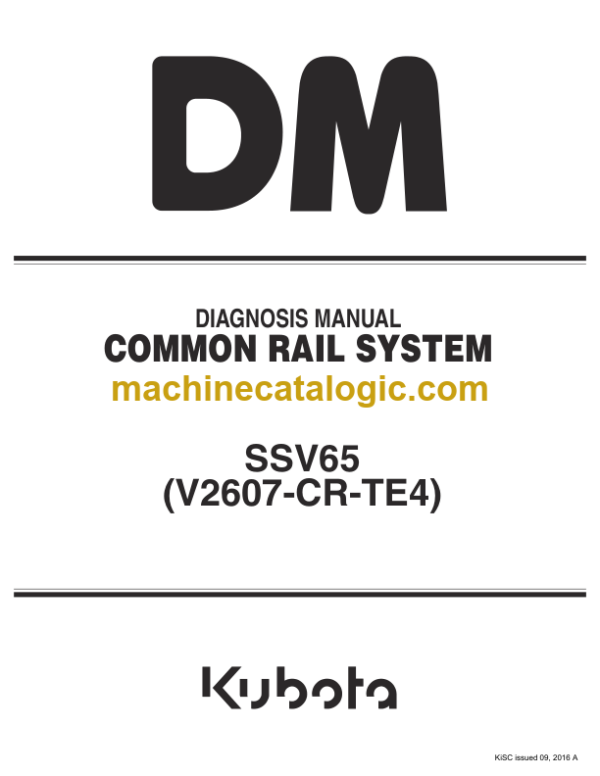 Kubota SSV65 Common Rail System Diagnosis Manual (V2607-CR-TE4)