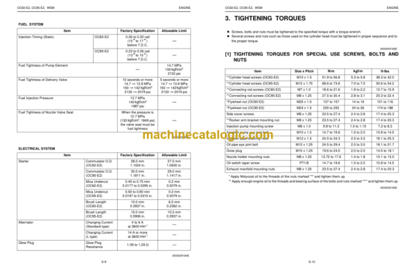 Kubota OC60-E2 OC95-E2 Diesel Engine Workshop Manual