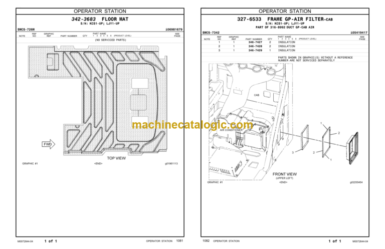 CAT 336F L and 336F LN Excavators Parts Manual