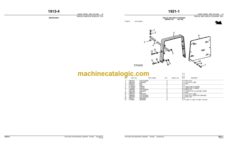 John Deere 410D AND 510D BACKHOE LOADERS Parts Catalog