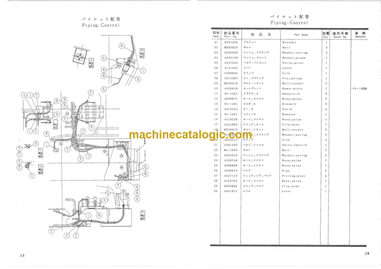 Hitachi PD80 Hydraulic Earth Drill Parts Catalog