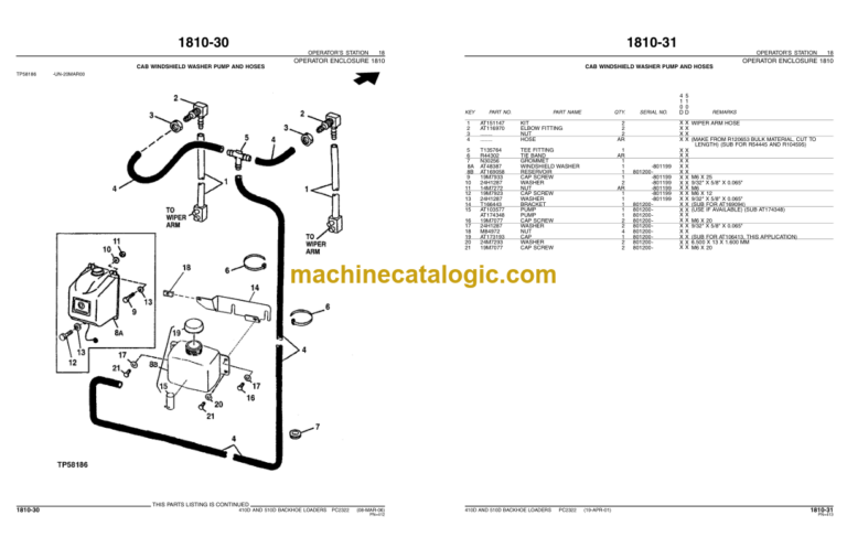 John Deere 410D AND 510D BACKHOE LOADERS Parts Catalog