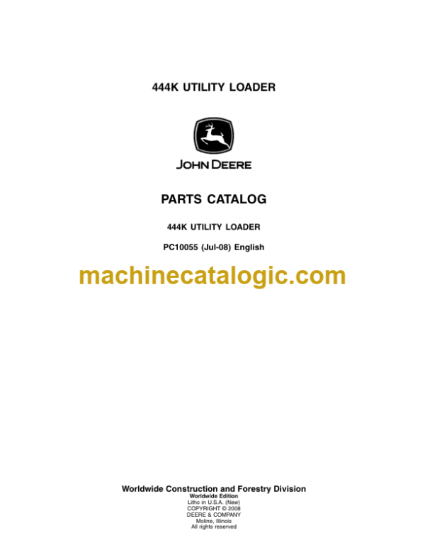 John Deere 444K UTILITY LOADER Parts Catalog