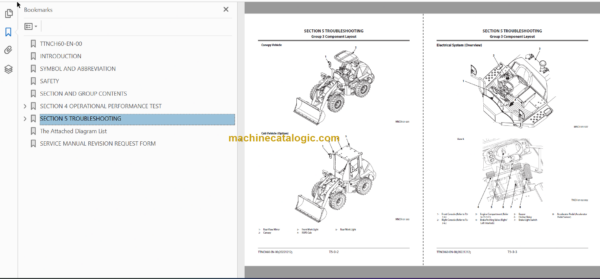 Hitachi ZW80-5B Wheel Loader Technical and Workshop Manual