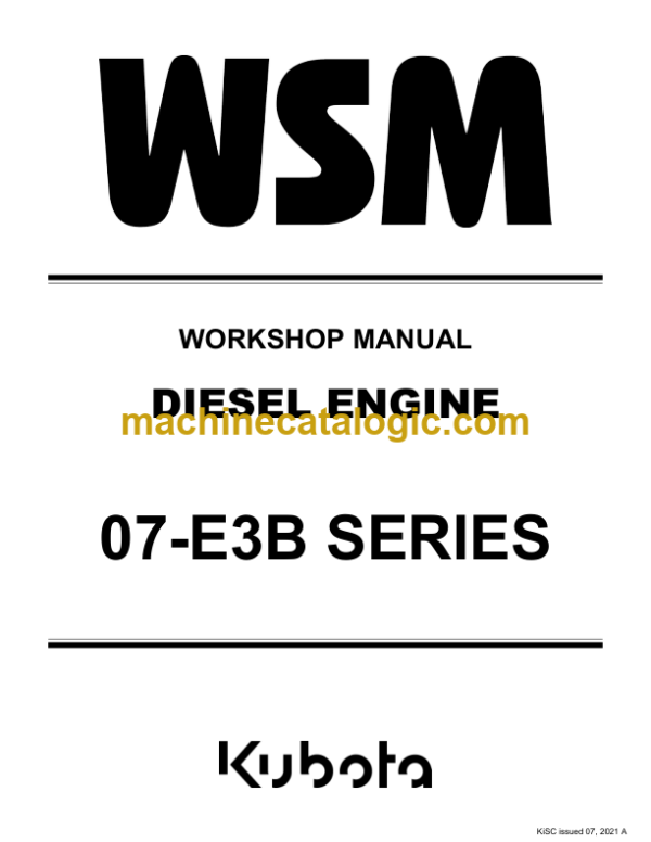 Kubota 07-E3B SERIES Diesel Engine Workshop Manual