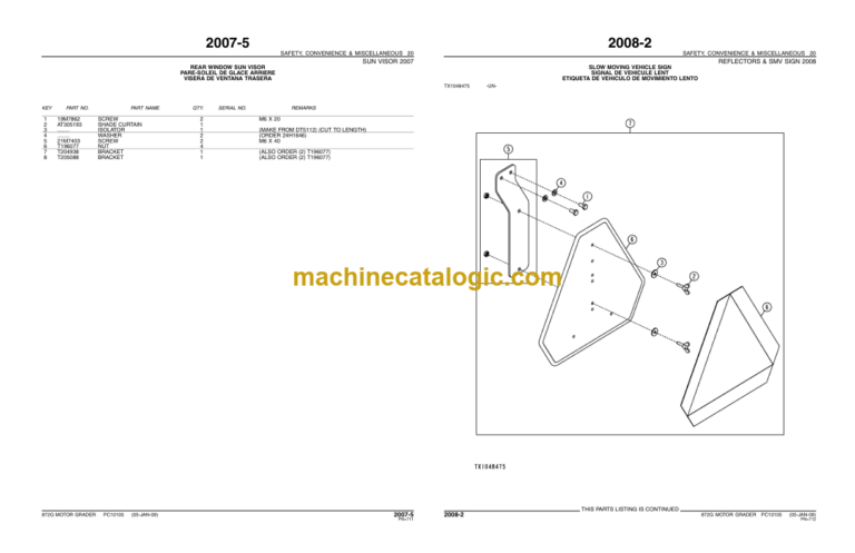 John Deere 872G 872GP MOTOR GRADER Parts Catalog