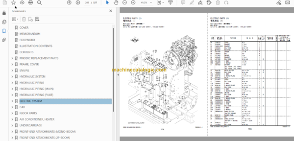 Hitachi ZX190LC-6 ZX190LCN-6 Hydraulic Excavator Parts Catalog & Equipment Components Parts Catalog