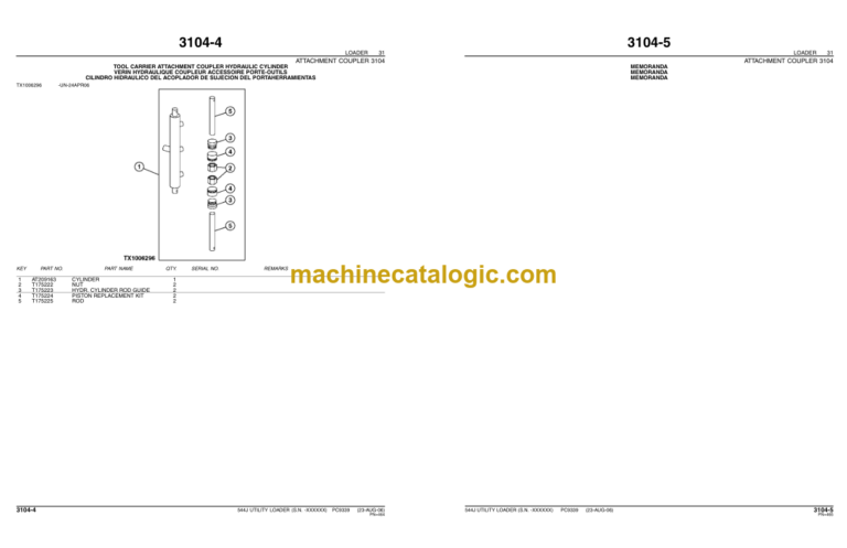 John Deere 544J UTILITY LOADER Parts Catalog