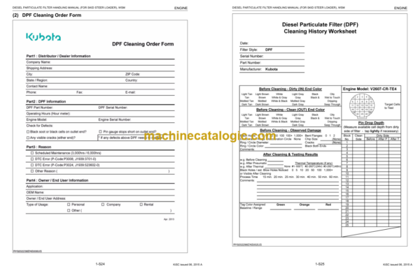 Kubota DIESEL PARTICULATE FILTER HANDLING MANUAL (FOR SKID STEER LOADER) Workshop Manual