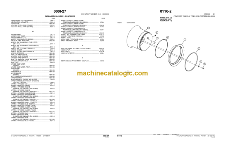 John Deere 544J UTILITY LOADER Parts Catalog