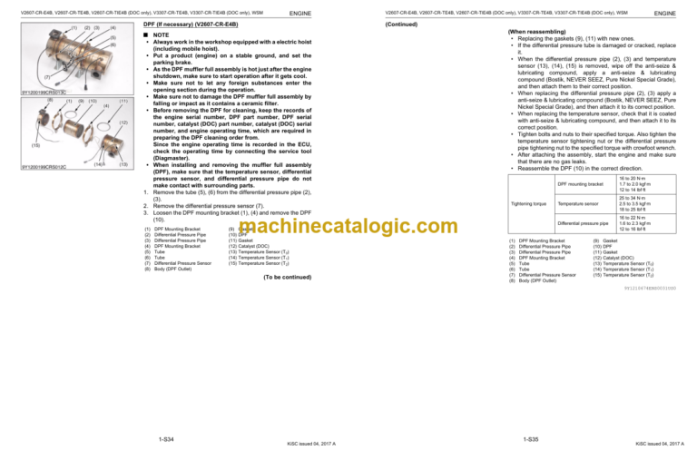 Kubota V2607-CR-E4B V2607-CR-TE4B V3307-CR-TE4B DIESEL ENGINE Workshop Manual