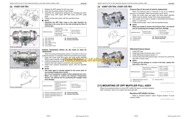 Kubota DIESEL PARTICULATE FILTER HANDLING MANUAL (FOR SKID STEER LOADER) Workshop Manual