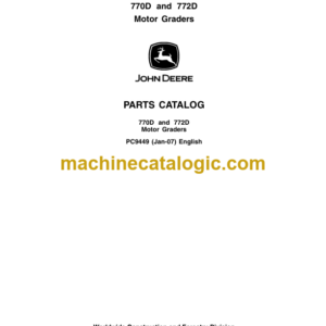 John Deere 770D and 772D MOTOR GRADERS Parts Catalog