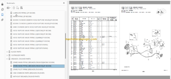 Hitachi ZX190W-3 Wheeled Excavator Parts Catalog & Equipment Components Parts Catalog