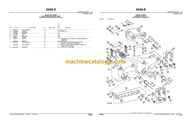 John Deere 770D and 772D MOTOR GRADERS Parts Catalog