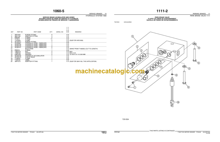 John Deere 770D and 772D MOTOR GRADERS Parts Catalog