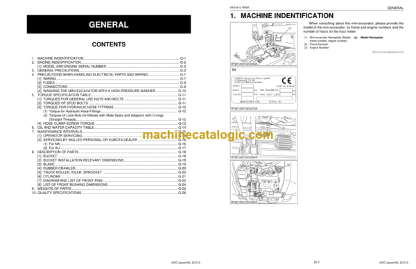 Kubota KX018-4 Excavator Workshop Manual