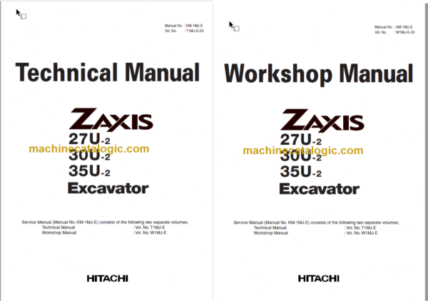 Hitachi ZX27U-2 ZX30U-2 ZX35U-2 Excavator Technical and Workshop Manual