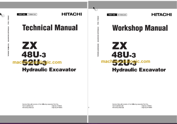 Hitachi ZX48U-3 ZX52U-3 Hydraulic Excavator Technical and Workshop Manual