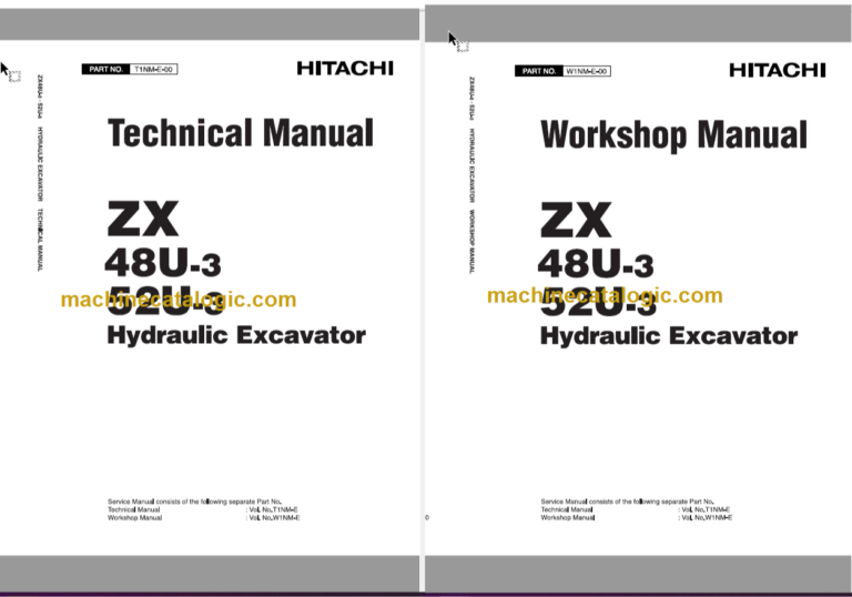 Hitachi ZX48U-3 ZX52U-3 Hydraulic Excavator Technical and Workshop Manual