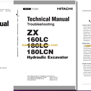 Hitachi ZX160LC ZX180LC ZX180LCN Excavator Technical and Workshop Manual