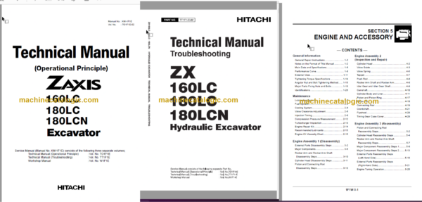 Hitachi ZX160LC ZX180LC ZX180LCN Excavator Technical and Workshop Manual