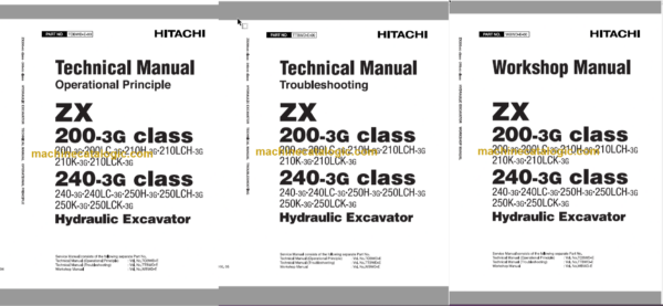 Hitachi ZX200-3G Class ZX240-3G Hydraulic Excavator Technical and Workshop Manual