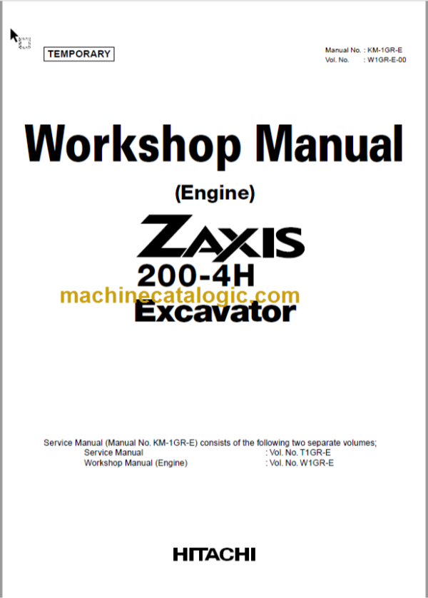 Hitachi ZX200-4H Excavator Service and Workshop Manual