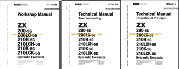 Hitachi ZX200-5G ZX200LC-5G ZX210H-5G ZX210LCH-5G ZX210K-5G ZX210LCK-5G Technical and Workshop Manual